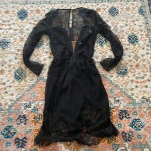 For love of lemons black lace mid dress